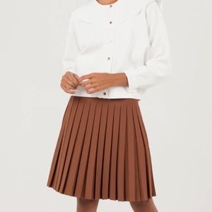 Aleeza Paris Charlotte Box Pleated Tennis Skirt In Cocoa Size Large